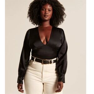 NWT Abercrombie & Fitch Black Satin Blouse